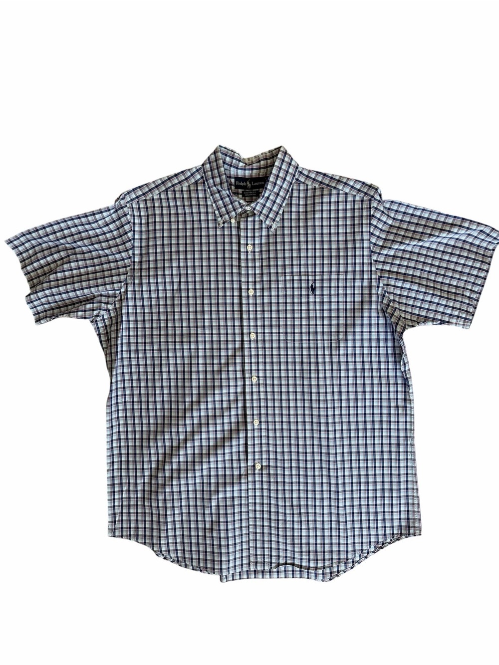 Ralph lauren Plaid Short-Sleeve Button-Down Shirt 100% Cotton